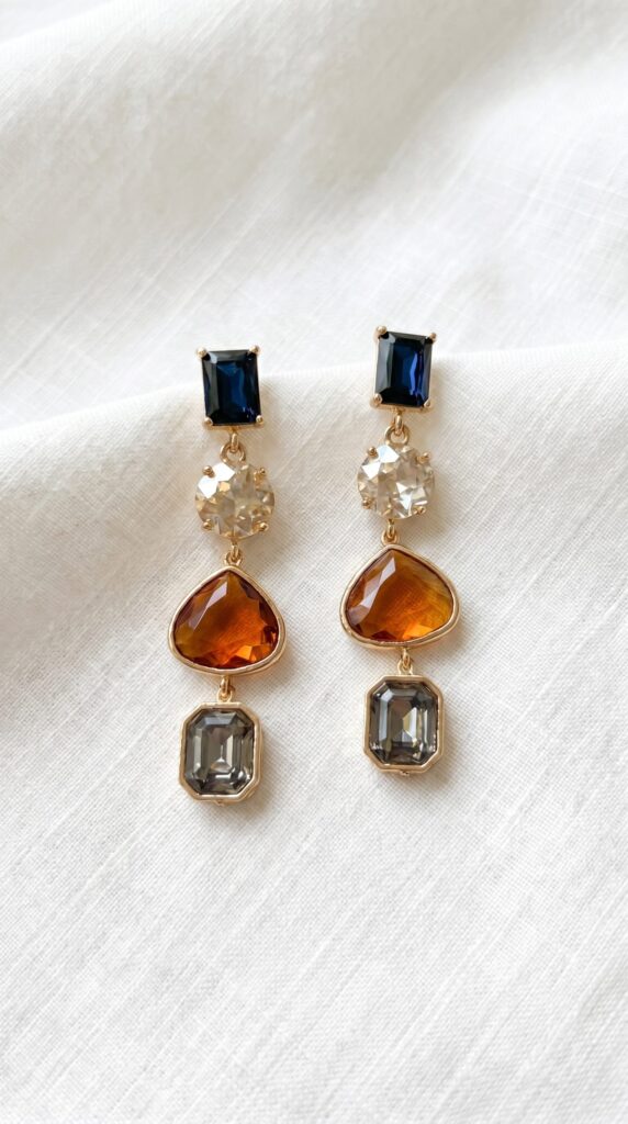 Envy Midnight Blue & Amber Jewel Drop Earrings