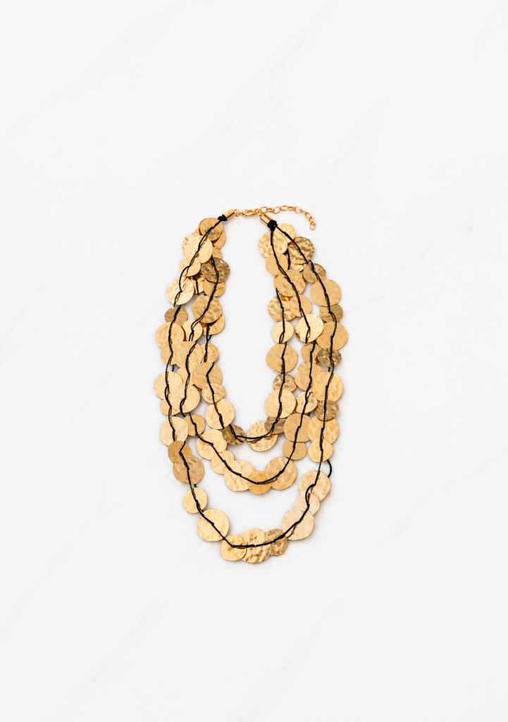Envy Gold Hammered Disc Multi-Strand Necklace