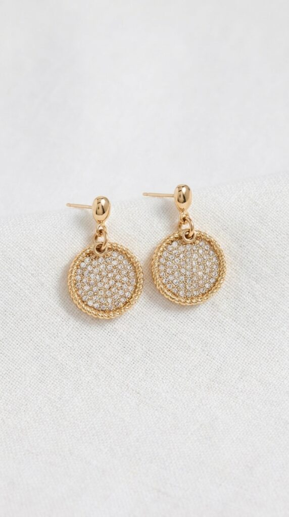 Envy Gold Sparkle Disc Drop Earrings