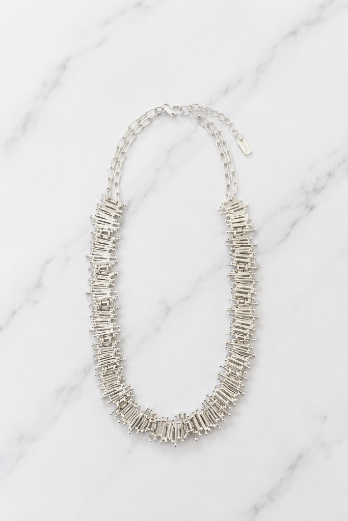 Envy Silver Statement Fringe Necklace