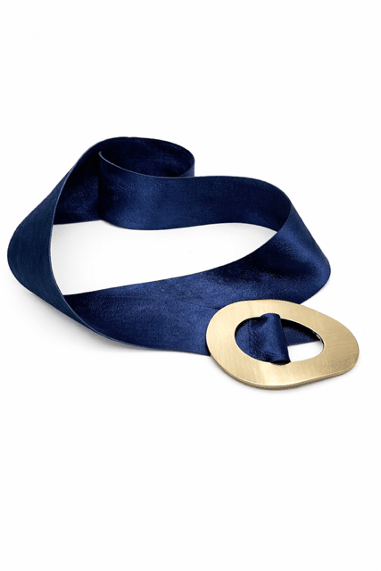 Suzy D Margherita Shimmer Leather belt in Navy