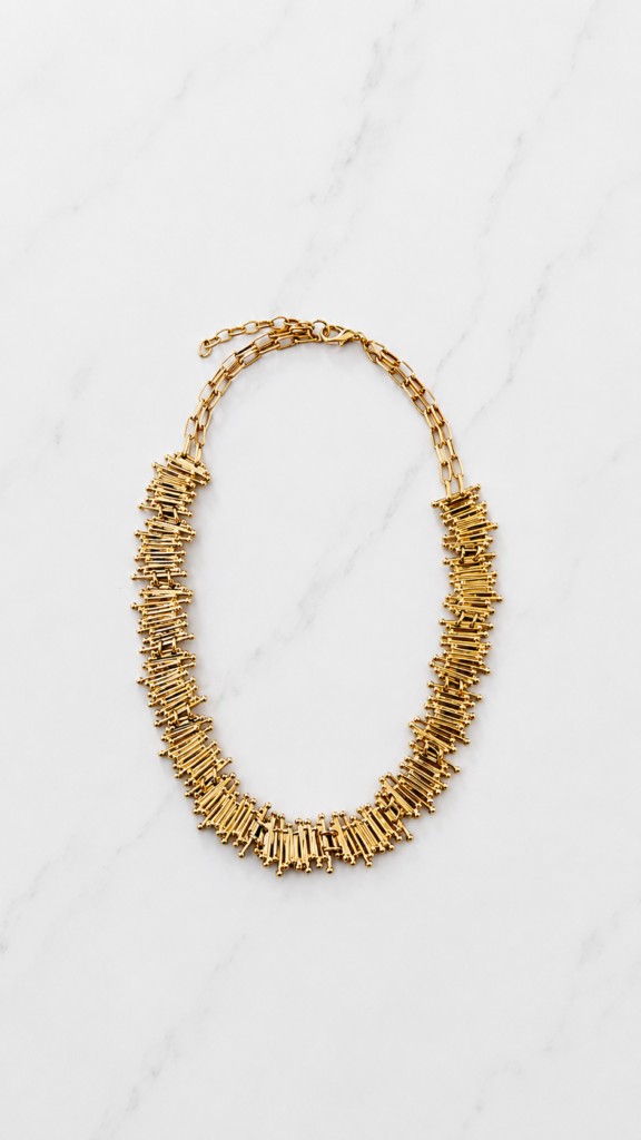 Envy Gold Textured Bar Statement Necklace