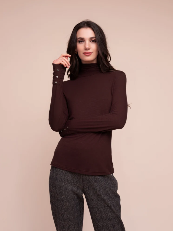 Alison Sheri Chocolate brown roll neck top