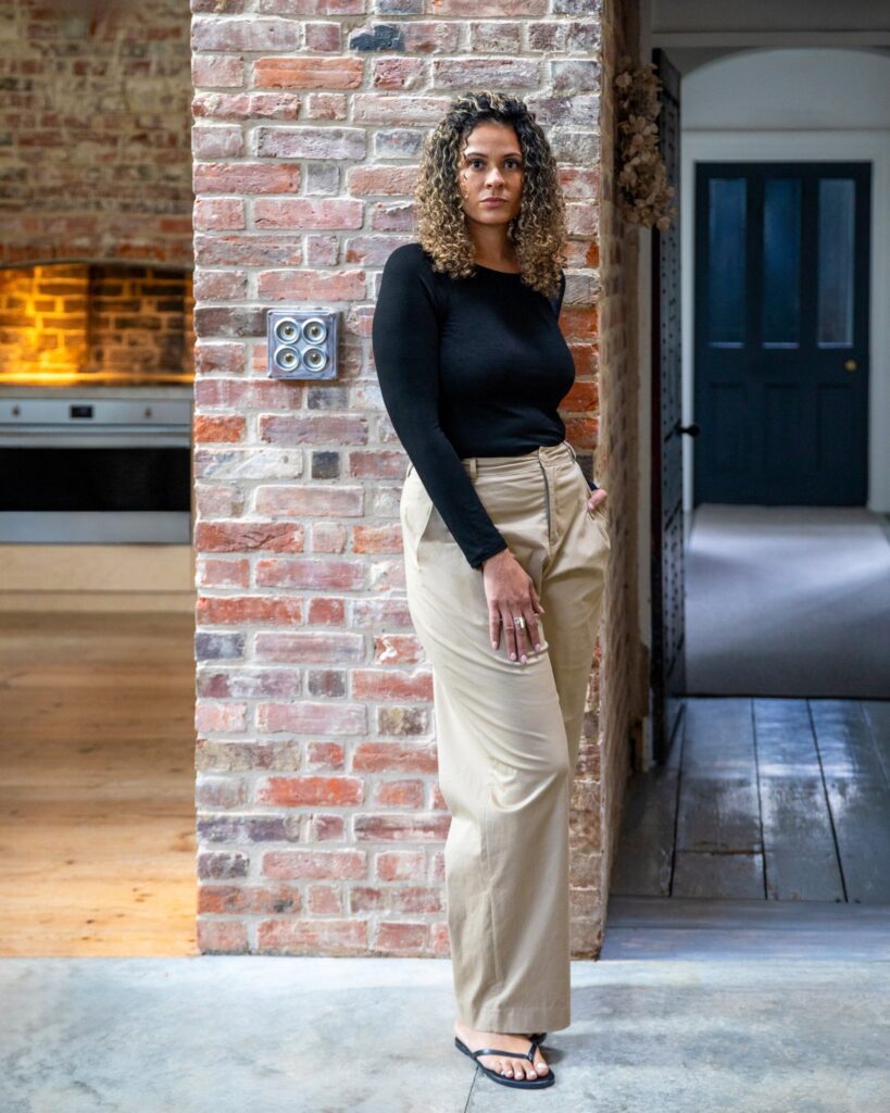 Chalk Amelia Trouser in Dark Beige