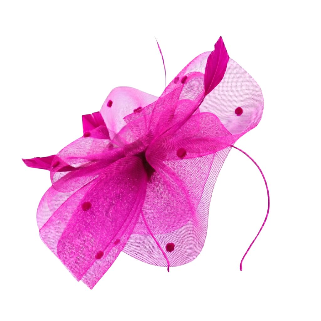 Boardmans “Elena” Fuchsia crin ruffle fascinator