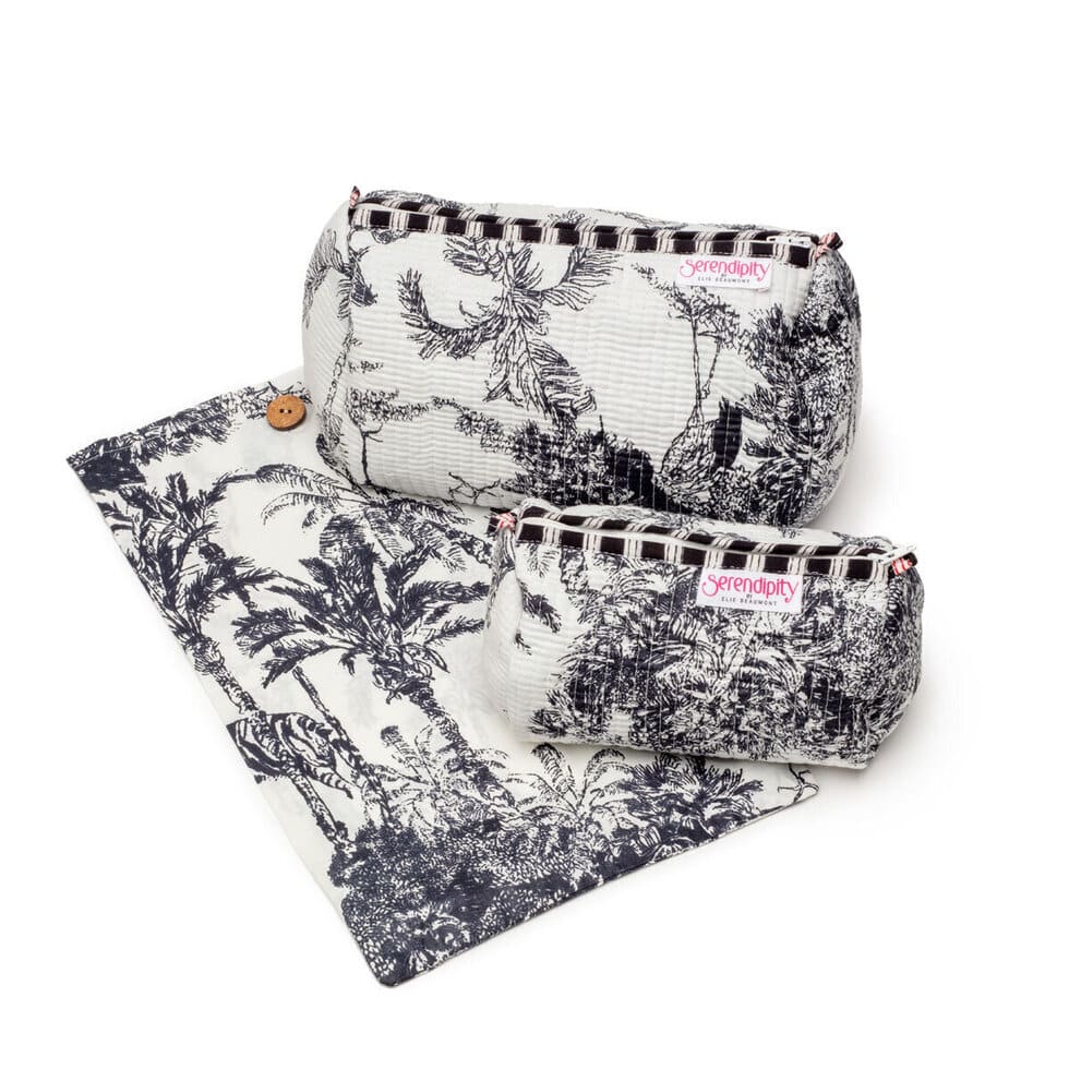 Serendipity by Elie Beaumont – Cosmetic Cases Black & White Crane (2PC)
