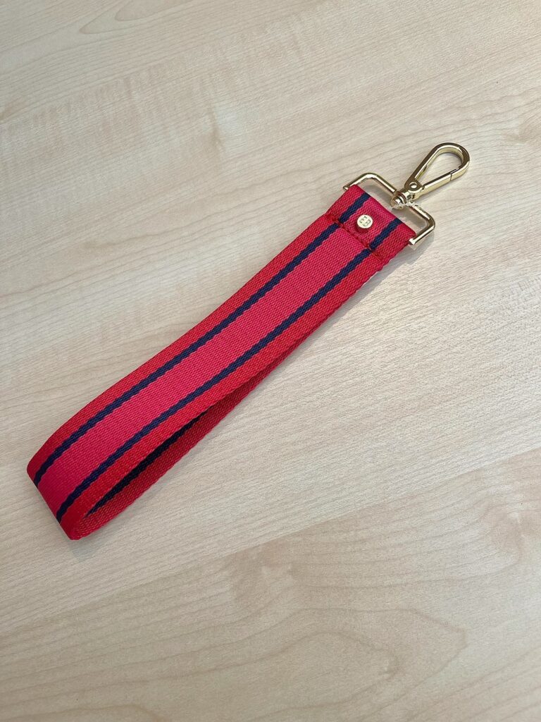 Fuschia Red Stripes Wristlet