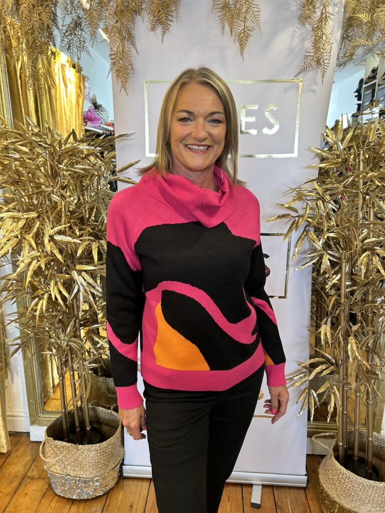 Alison Sheri Fuchsia Cowl Neck Knit