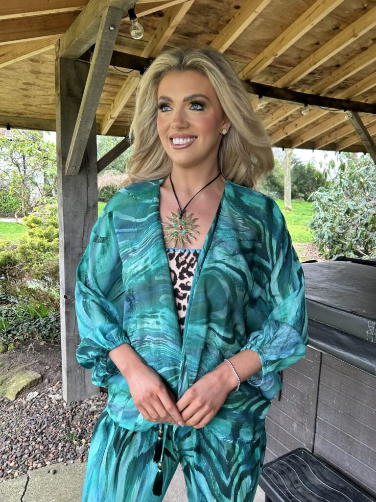 GUILTY BEACH PRINTED KIMONO GREEN PALM