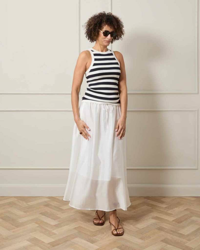 Chalk Indy Stripe Vest in Cream/Navy