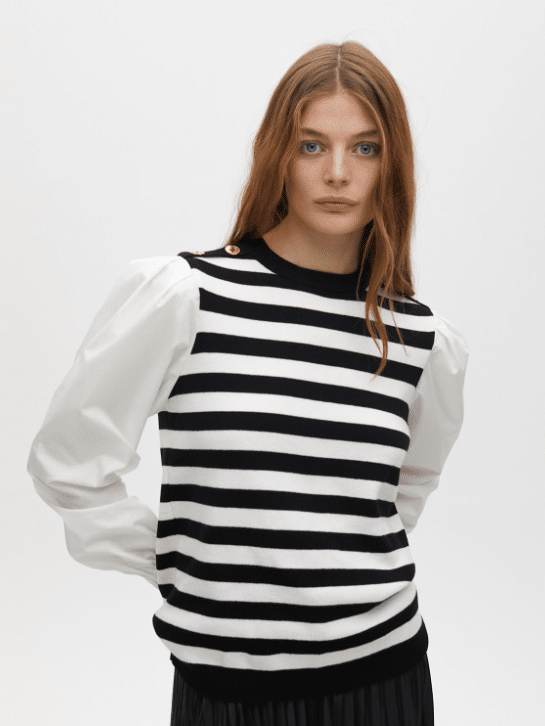 Lola Casademunt Striped sweater with contrast poplin sleeves