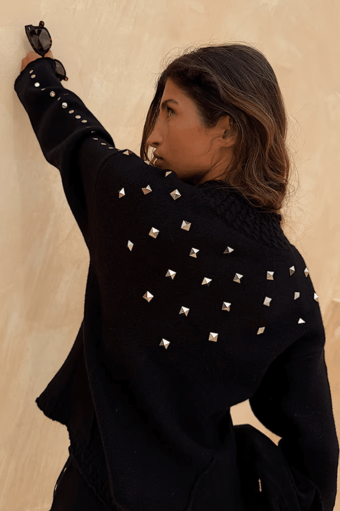 Never Fully Dressed Black Studded Cardigan