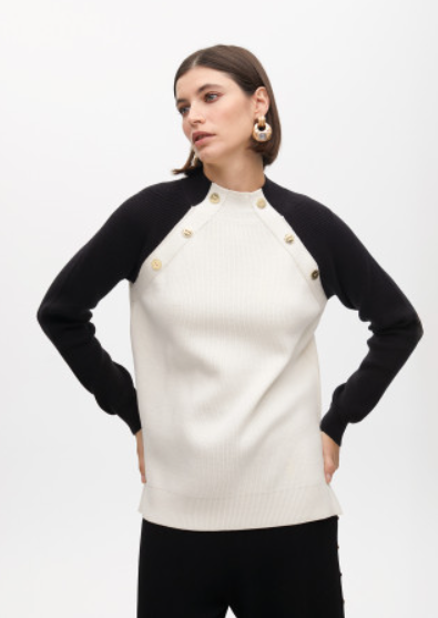 Lola Casademunt Sweater with contrast sleeve and button details