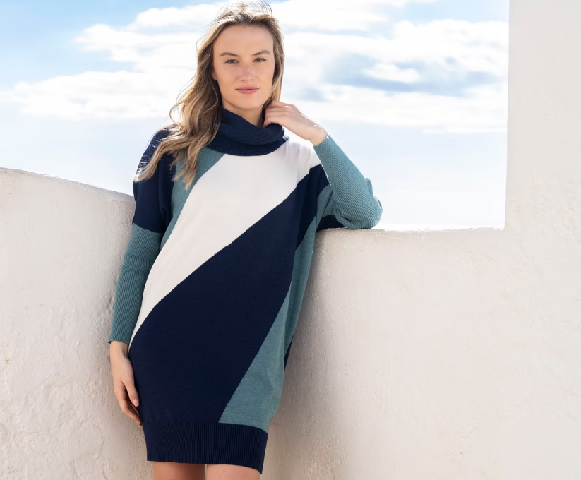 Marble Cowl Neck Dress