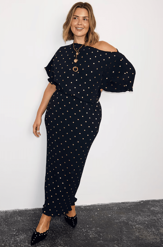Never Fully Dressed Tilly Dress with Gold Foil In Black