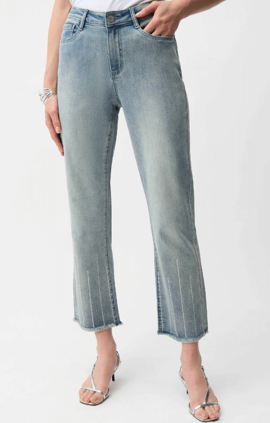 Joseph Ribkoff Straight Crop Jeans With Rhinestones