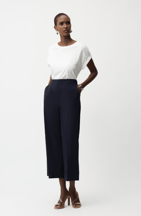 Joseph Ribkoff Stretch Poplin Pull-On Culotte Pants With Pleats