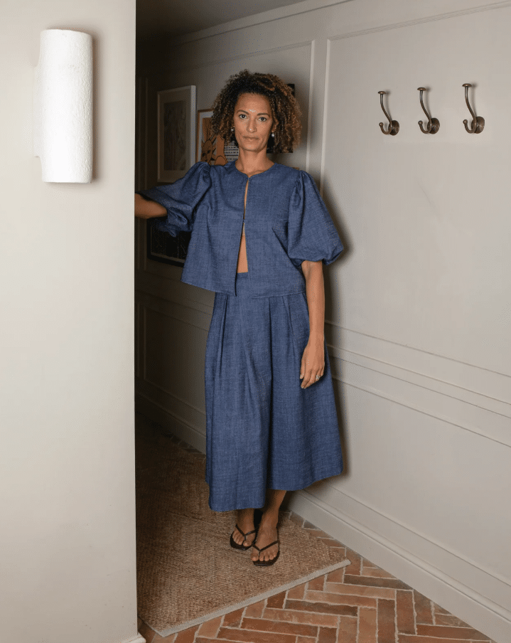Chalk Gloria Skirt | Dark Denim