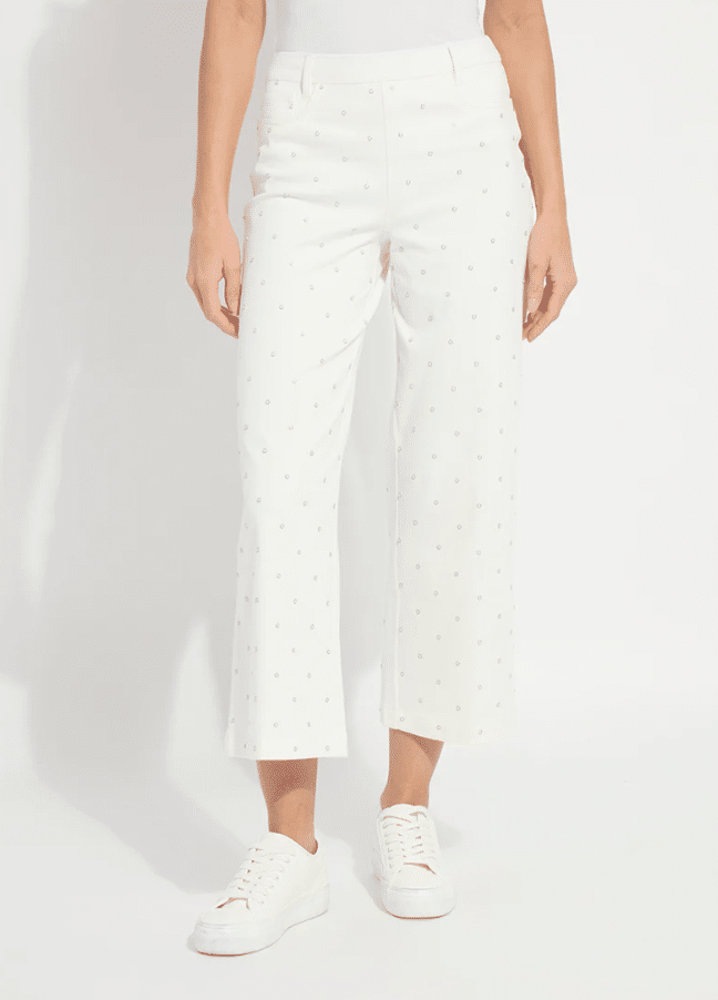 Lysse Audrey Pearled Embellished Crop Denim