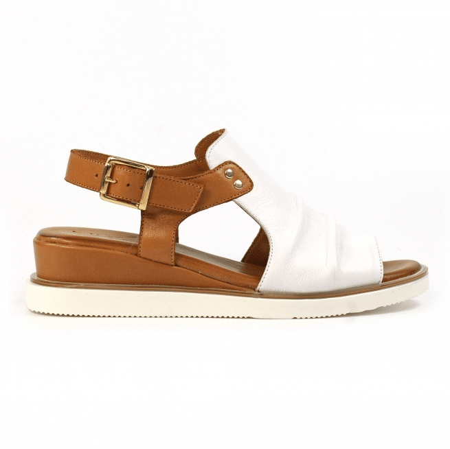 LUNAR STEFFI WHITE LEATHER WEDGE SANDAL