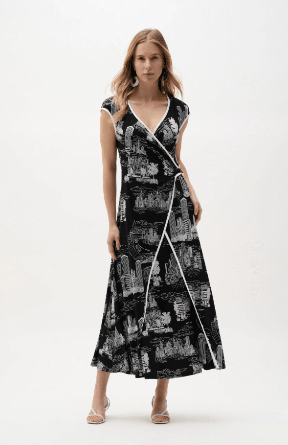 Joseph Ribkoff Silky Knit Conversational Print Fit And Flare Dress