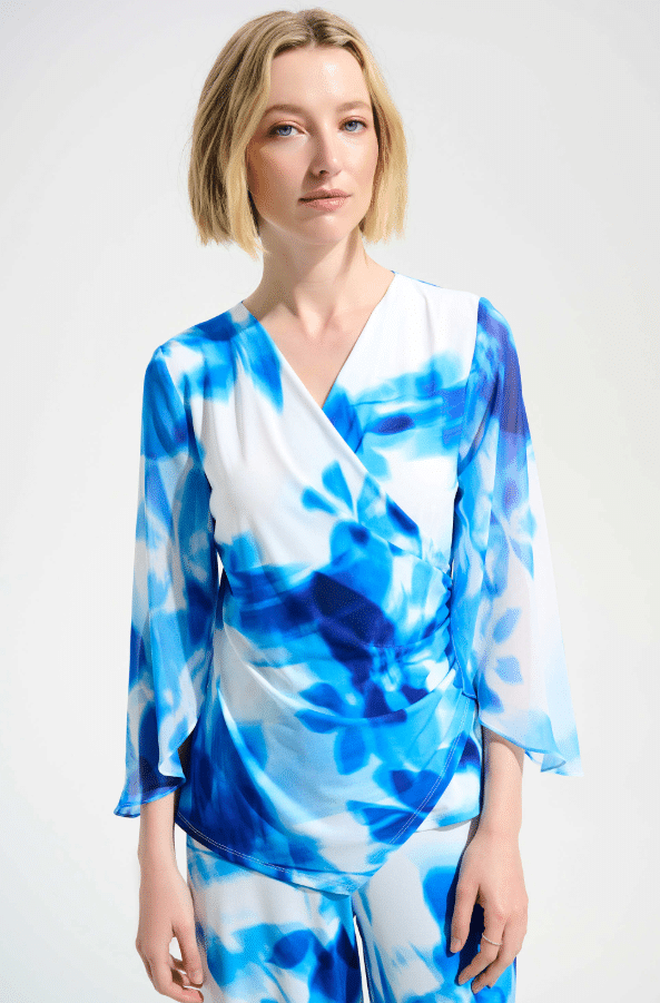 Joseph Ribkoff Signature | Silky Knit Floral Print Wrap Top