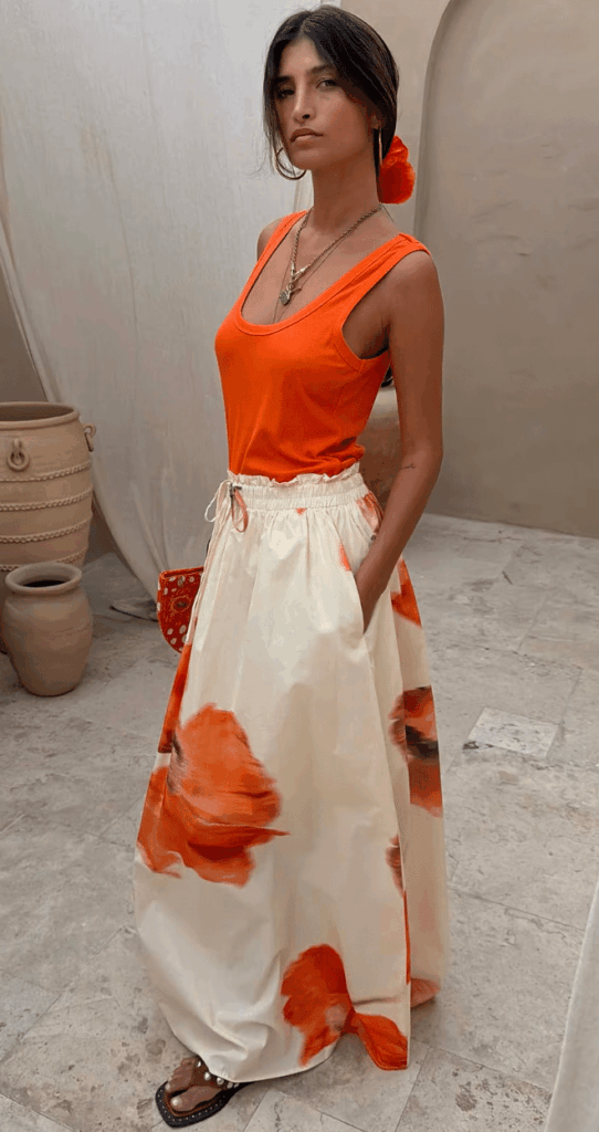Never Fully Dressed BLURRED FLORAL MIDI SKIRT