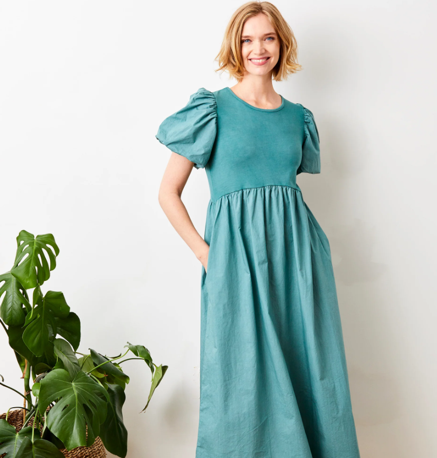 Suzy D Galeena  Jade Dress With Puff Sleeves