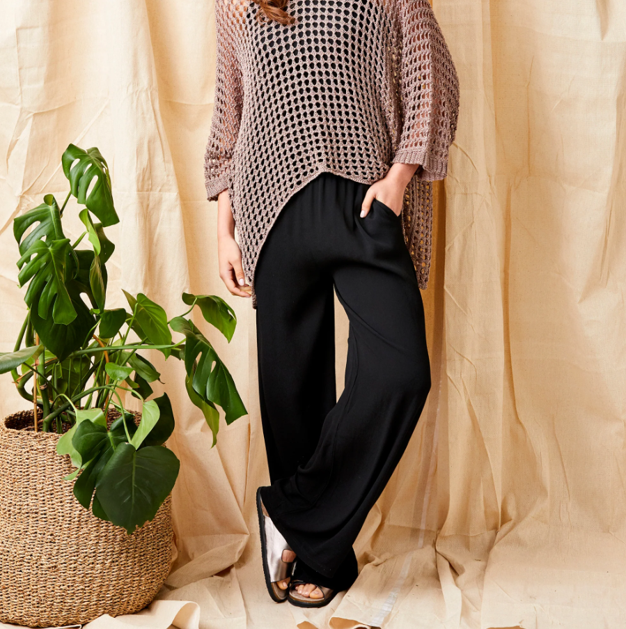 Suzy D Ginny Black Crepe Palazzo Pants