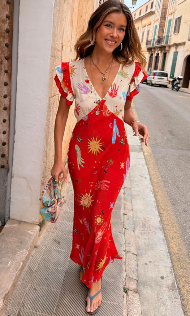 Never Fully Dressed RED CELESTIAL MIDI DRESS