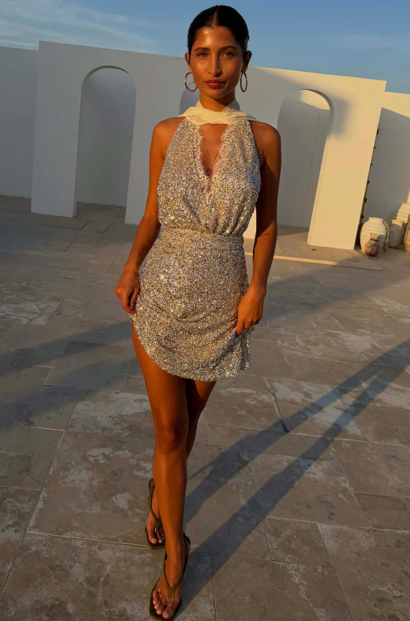 Never Fully Dressed Silver Sequin Mini Jaspre Skirt