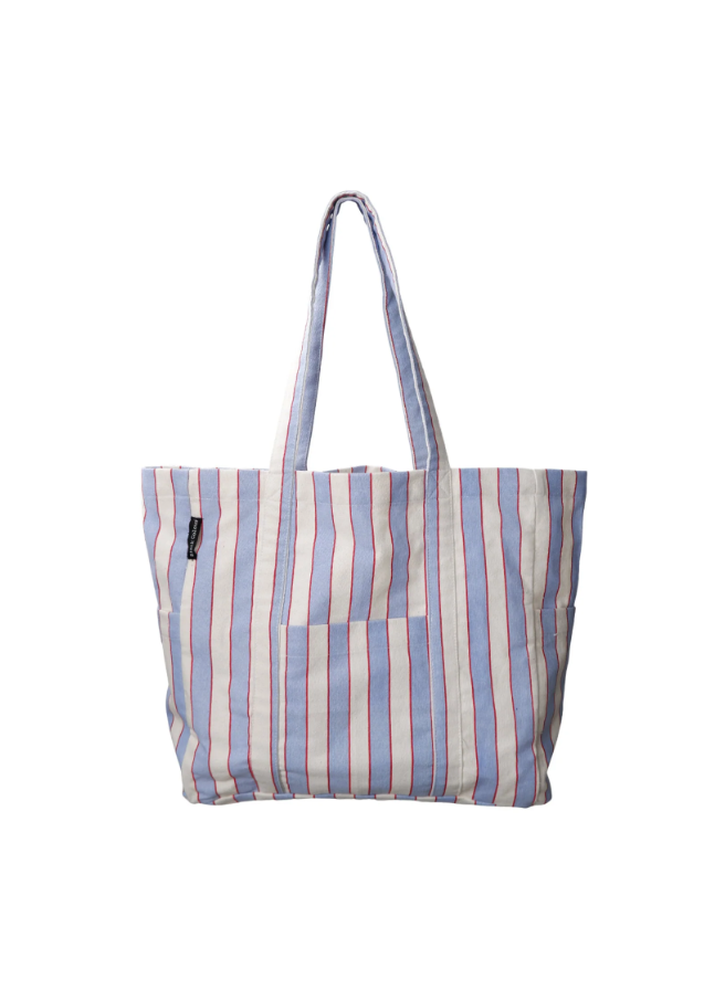 Black Colour Nella  canvas bag – Blue Stripe