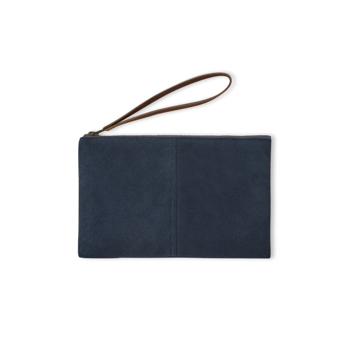 Chalk Kensington Pouch Bag | Suede | Navy
