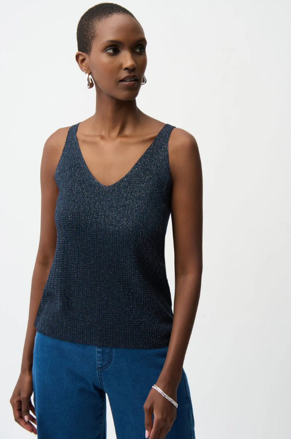 Joseph Ribkoff Metallic Knitted Camisole with Rhinestones