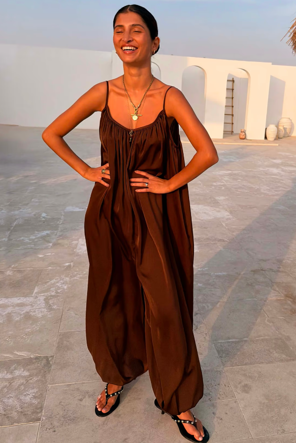 Never Fully Dressed Chocolate Balloon Jumpsuit