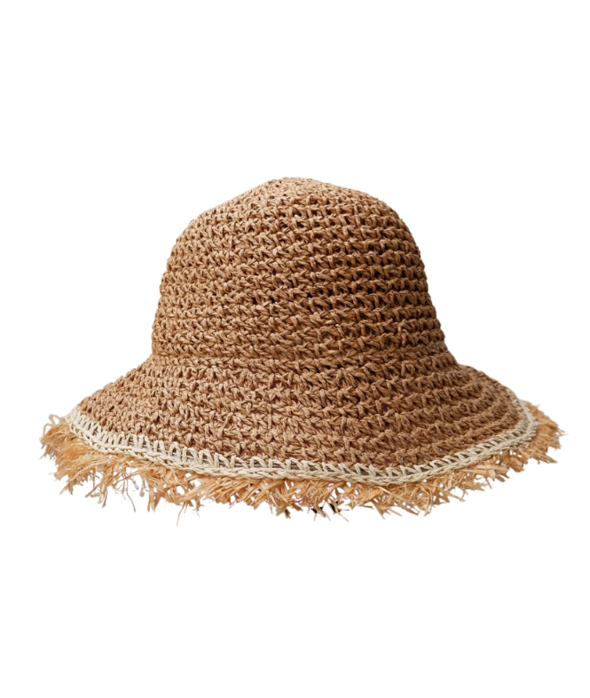 Black Colour Pilar Straw Hat –  Khaki