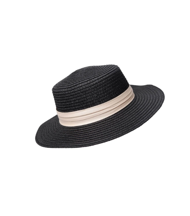 Black Colour Positano Straw Hat – Black