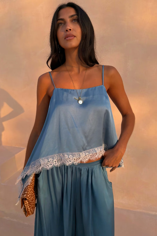 Never Fully Dressed Blue Lace Swing Cami