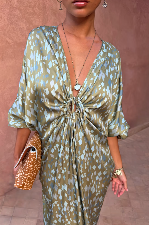 Never Fully Dressed Green Diamond Print Toria Dress
