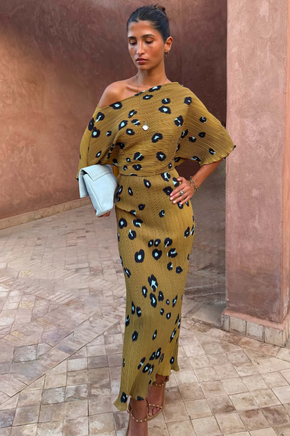 Never Fully Dressed Olive Blurred Leopard Tilly Dress