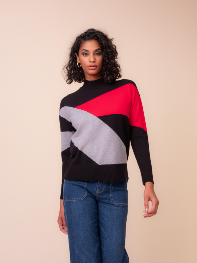 Alison Sheri Colour Block Knit Sweater