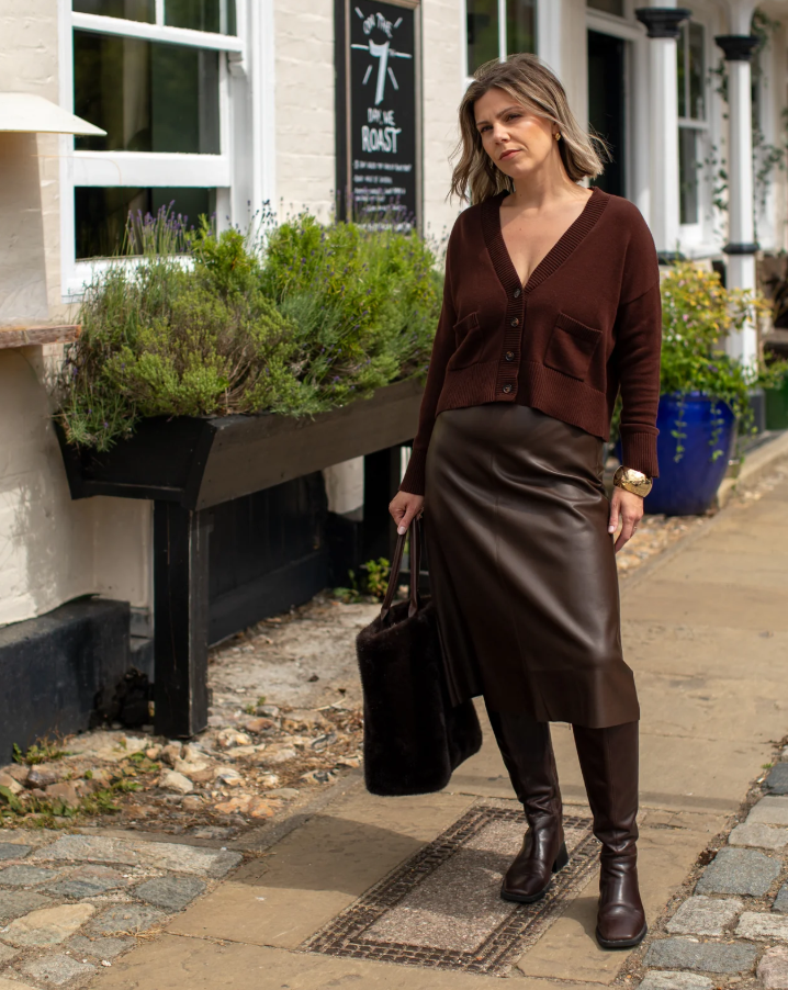 Chalk Andrea Cardigan | Chocolate