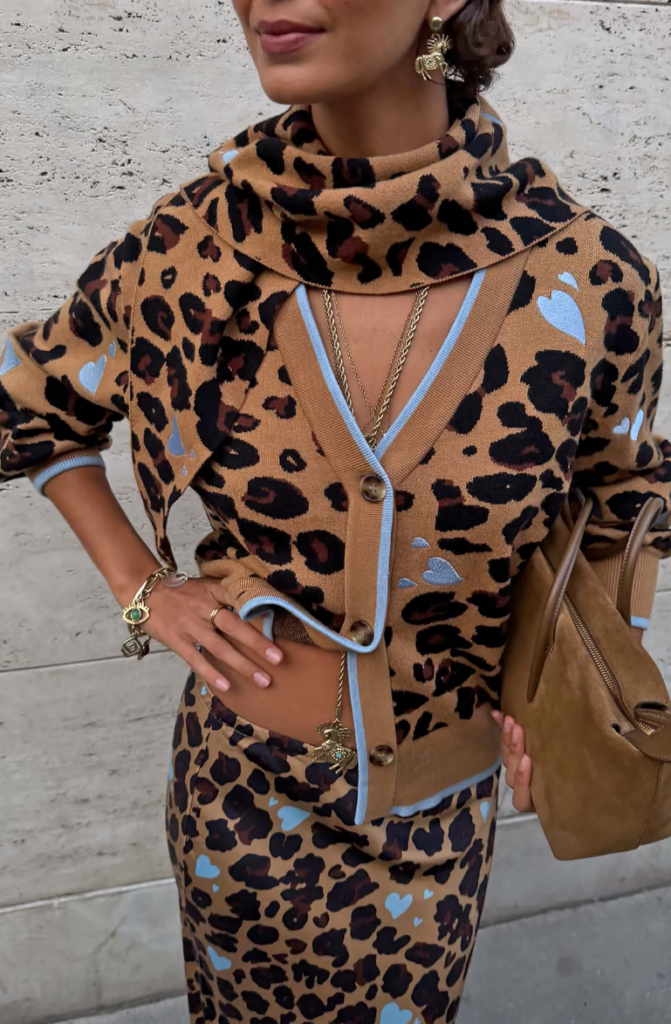 Never Fully Dressed HEART LEOPARD SCARF