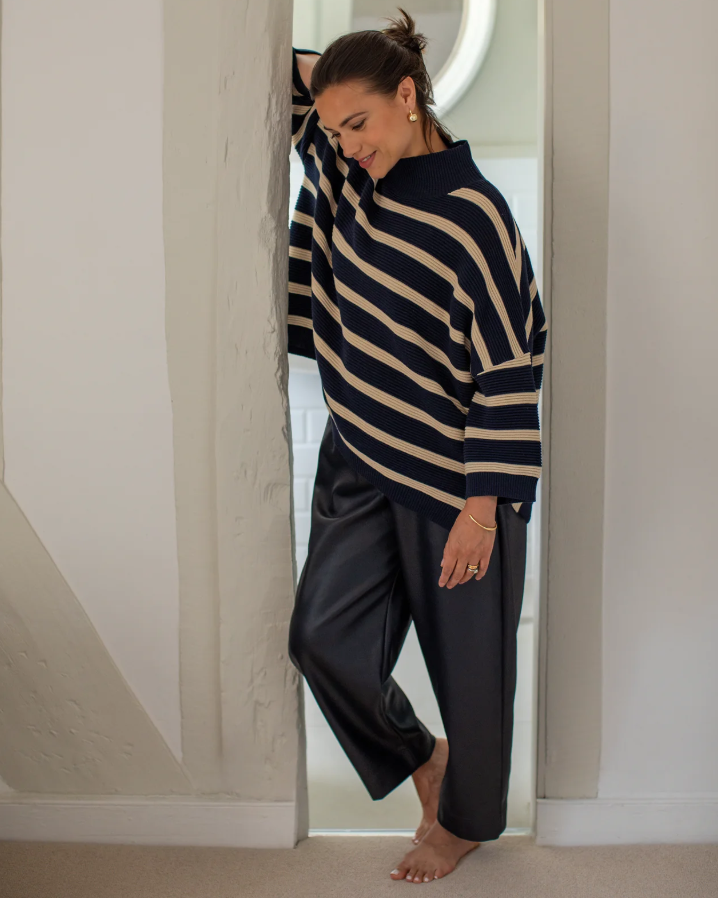Chalk Vicki Jumper | Stripe | Navy/Sand