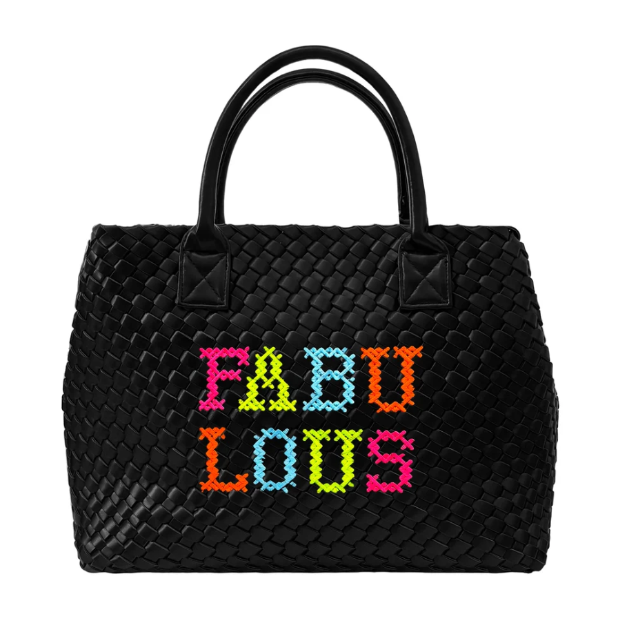 Lilly Loves FABULOUS Black Woven Vegan Handbag