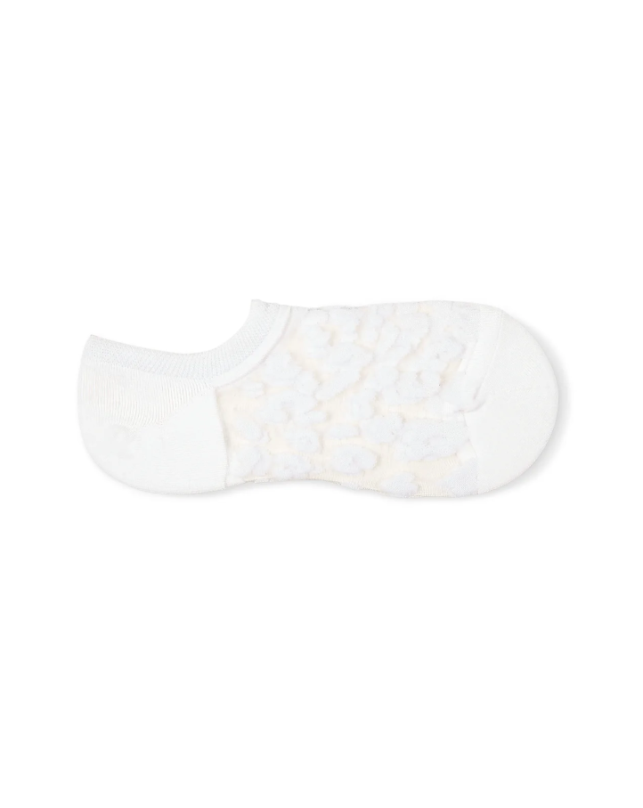 Chalk Leopard No Show Sock | White