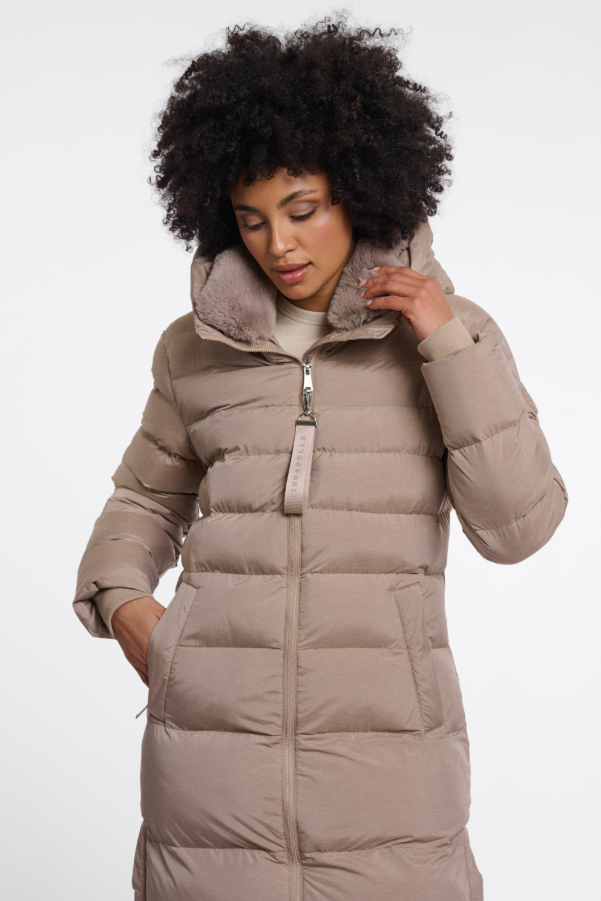 Rino and Pelle Hudson padded coat with detachable collar – Mocha Latte