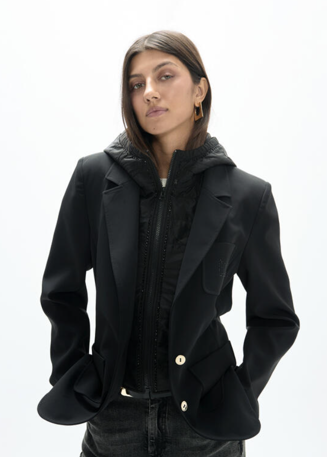 Lola Casademunt Technical Blazer with Quilted Nylon Vest – Black