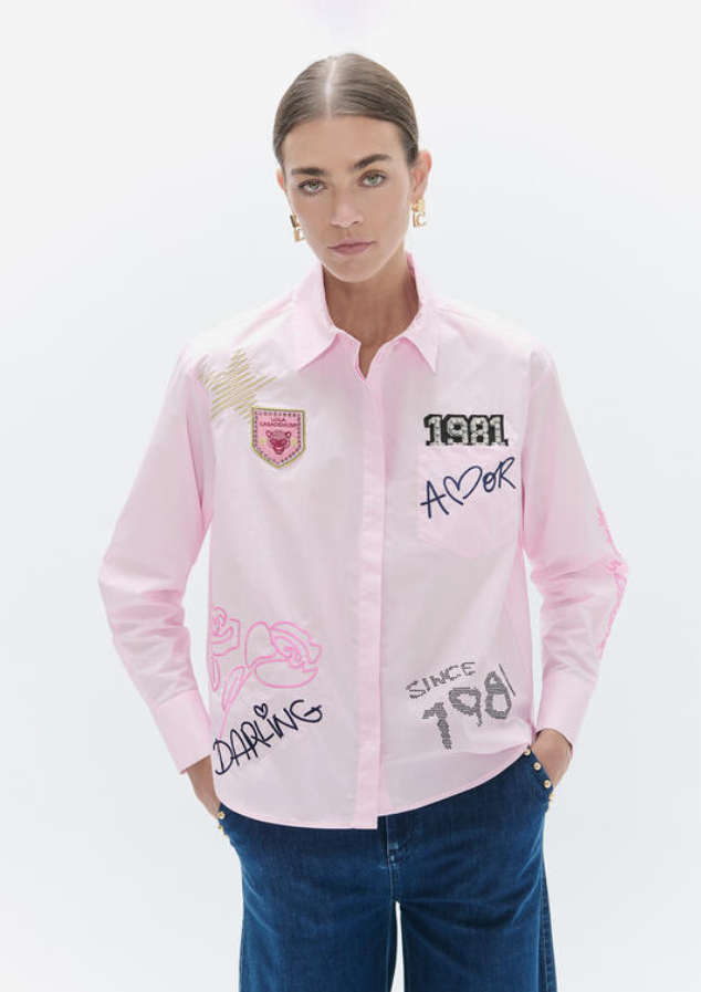 Lola Casademunt Poplin Shirt with Details – Pink