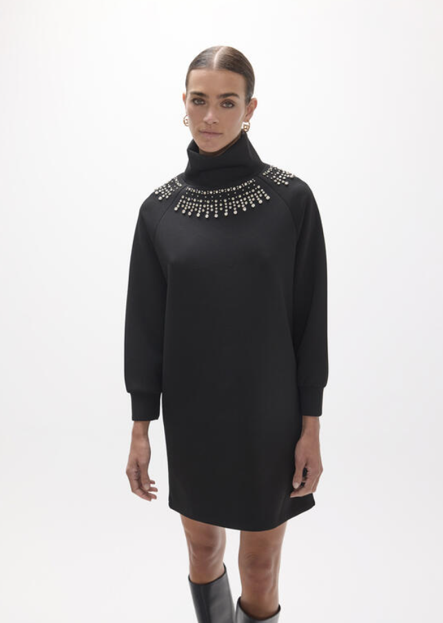 Lola Casademunt Reversible Dress with Rhinestone Detail – Black